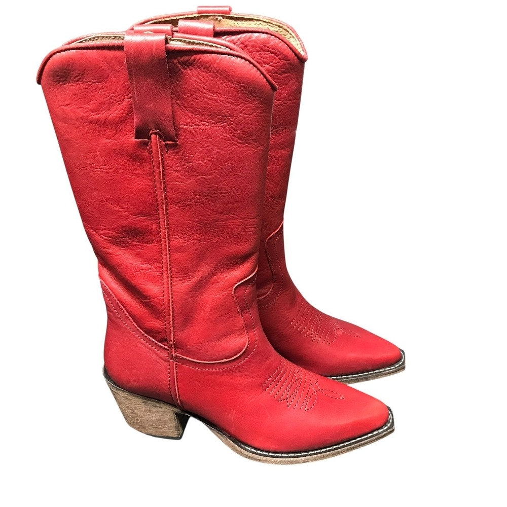 Steve Madden Albany‎ Red Leather Western Cowboy Boots Womens 6.5